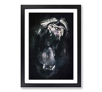 Roaring Lion in Abstract Framed Print | A2 Black Framed Wall Art | Ready to Hang | Abstract Animal Picture | Living Room Bedroom Lounge Office