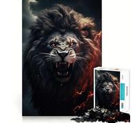 Roaring Lion Jigsaw Puzzle for Adults 1000 Pieces Memory Boost Group Play Pattern Assembly Xmas Surprise (38x52cm)