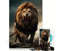 Roaring Lion Jigsaw Puzzles for Adults1000 Pieces Memory Gain Stress Relief Design Assembly Memorable Gift (38x52cm)