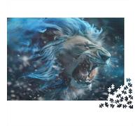 Roaring Lion Jigsaw Puzzles Puzzle for Adults Kids. 1000 Piece Blue Mane Hair Impossible Challenge Toy Educational Game Home Decoration for Educational Games Gifts 1000pcs (75x50cm)