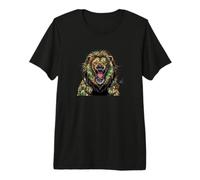 Roaring Lion, Muscular, Graffiti Style and camo Color Premium T-Shirt
