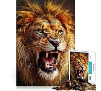 Roaring Lion Painting 1000 Piece Jigsaw Puzzles for Teenagers Boost Memory Gentle Relax Premium Cut Bday Surprise (38x26cm)