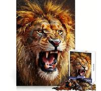 Roaring Lion Painting 1000 Piece Jigsaw Puzzles for Teenagers Boost Memory Gentle Relax Premium Cut Bday Surprise (38x26cm)