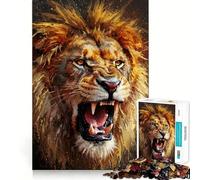 Roaring Lion Painting 1000 Pieces Jigsaw Puzzles for Adults Mind Exercise Toy Relax Time Precision Cut Stylish Gift (50x75cm)