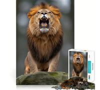 Roaring Lion Portrait 1000-piece Puzzle for Teenagers Mind Exercise Toy Mind Calm Design Assembly Cherished Gift (38x52cm)