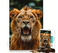 Roaring Lion Portrait Hard Jigsaw Puzzle for Adults 1000 Pieces Pure Logic Toy Home Activity Clean Cut Lovely Gift (38x26cm)