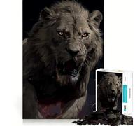 Roaring Lion Portrait Jigsaw Puzzle 1000 Piece for Adults Mind Game Toy Peaceful Fun Neat Cut Art Collection Piece (38x52cm)