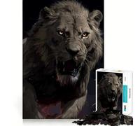Roaring Lion Portrait Jigsaw Puzzle for Adults 1000 Pieces Mind Puzzle Calm Pastime Image Assembly Lovely Present (38x26cm)
