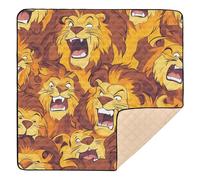 Roaring Lion Repeat Pattern Cute Foldable Baby Gym & Activity Mat for Floor Lightweight Playroom Activity Mat for Babies Infants Toddlers, 50'' x 50''