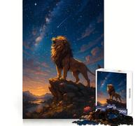 Roaring Lion Under Starry Night Sky Jigsaw Puzzles 1000 Pieces for Adults Boost Memory Peaceful Fun Premium Cut Memorable Gift (38x52cm)
