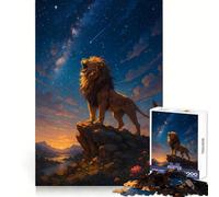 Roaring Lion Under Starry Night Sky Jigsaw Puzzles for Adults1000 Pieces Mind Skill Toy Quiet Hobby Design Assembly (50x75cm)