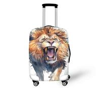Roaring Lion Watercolor Travel Suitcase Protector Washable Summer,Beach Holiday Fierce Lion Luggage Cover Fits 18"-32" Luggage for Women