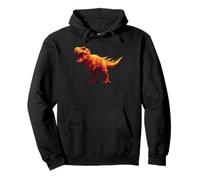 Roaring Orange T-Rex Dinosaur Low Poly Dinosaur Pullover Hoodie