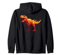 Roaring Orange T-Rex Dinosaur Low Poly Dinosaur Zip Hoodie