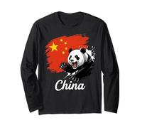 Roaring Panda China Flag National Pride Long Sleeve T-Shirt