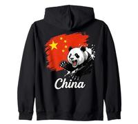Roaring Panda China Flag National Pride Zip Hoodie