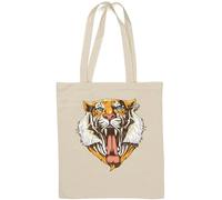 Roaring Siberian Tiger Art Natural Cotton Tote Bag White