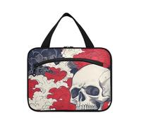 Roaring Skull Japanese Cloud Hanging Large Hanging Toiletry Bag with Hook, Designer Foldable Makeup Bag for car for Essentials for Women Camping estuche para maquillaje L