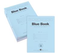 ROARING SPRING Blue Exam Book, Wide Ruled with Margin, 6 Sheets/12 Pages, 8.5" x 7", Pack of 50
