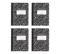 ROARING SPRING Composition Book Squared Ruled Hardback Cover Pack of 4 9.8" x 7.5" 80 Sheets Black Marble Cover