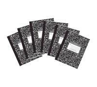 Roaring Spring Composition Notebooks, 6-Pack, 10.25"x7.78", College Ruled, 80 Sheets, 20lb Premium White Paper, Proudly Made in USA, Hard Board Black Marble Covers