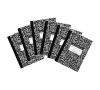 Roaring Spring Composition Notebooks, 6-Pack, Large 10.25"x7.88", College Ruled, 80 Sheets, 15lb White Paper, Proudly Made in USA, Black Flexible Board Color Marble Covers