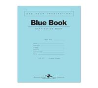 ROARING SPRING Exam Blue Books, 10 Pack, 8.5" x 7", 4 Sheets/8 Pages, School Testing, Wide Ruled with Margin, Proudly Made in the USA!