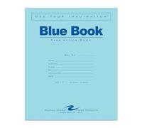 ROARING SPRING Exam Blue Books, 10 Pack, 8.5" x 7", 8 Sheets/16 Pages, School Testing, Wide Ruled with Margin, Proudly Made in the USA!