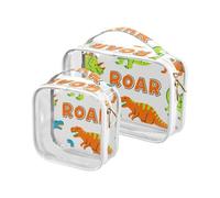 Roaring T-rex Ankylosaurus White Fluorescent Green Toiletry Bag for Women TSA Approved Transparent Travel Makeup Bags Men’s Shaving kit
