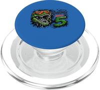 Roaring T-Rex Dinosaur Turning Five Years Old 5th Birthday PopSockets PopGrip for MagSafe