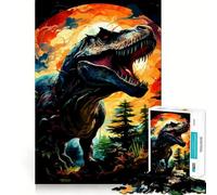 Roaring T-Rex in Colorful Jungle Jigsaw Puzzles for Adults1000 Pieces Improve Memory Relax Mind Sharp Edge Art Collection Piece (50x75cm)