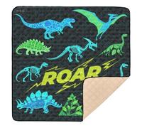 Roaring T-rex Pterosaur Ankylosaurus Black Green Large Stylish Baby Activity Play Mat for Indoor Outdoor Non-Toxic Infant Play Mat for Babies Infants Toddlers, 50'' x 50''