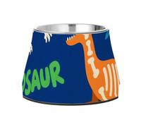 Roaring T-rex Skull Ankylosaurus Dark Blue Orange Bowls for Pets Non Slip Stainless Steel Cats Food Dish for Dogs Cats Rabbits Birds Slow Down Eating platos para perros grandes