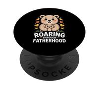 Roaring Through Fatherhood Cute Bear PopSockets Adhesive PopGrip