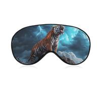 Roaring Tiger and Thunder Cute Sleep Masks Breathable Eye Mask with Adjustable Strap Light Blocking Comfortable Travel