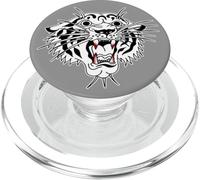 Roaring Tiger Bengal Blackwork Traditional Tattoo Flash PopSockets PopGrip for MagSafe