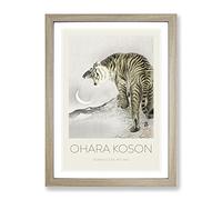 Roaring Tiger By Ohara Koson Exhibition Museum Asian Japanese Framed Print | A2 Oak Framed Wall Art | Ready to Hang | Asian Animal Picture | Living Room Bedroom Lounge Office