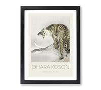 Roaring Tiger By Ohara Koson Exhibition Museum Asian Japanese Framed Wall Art Print, Ready to Hang Picture for Living Room Bedroom Home Office Décor, Black A2 (64 x 46 cm)