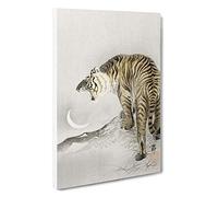 Roaring Tiger by Ohara Koson Painting Canvas Print | Gallery Wrapped 30mm Frame Wall Art | 30x20 inches | Ready to Hang | Asian Animals Picture | Living Room Bedroom Lounge Office