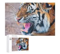 Roaring Tiger Close-Up -1 - Wooden Picture Puzzle for Grown-Ups, 1000 PCS, Year-End Present, for Relaxing Solo Or Group Play