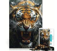 Roaring Tiger Close Up 1000 Pieces Jigsaw Puzzles for Adults Fine Logic Toy Leisure Time Neat Edge Art Collectible (38x26cm)