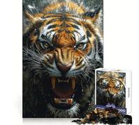 Roaring Tiger Close Up 1000 Pieces Jigsaw Puzzles for Adults Fine Logic Toy Leisure Time Neat Edge Art Collectible (38x26cm)