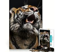 Roaring Tiger Close-Up 1000 Pieces Jigsaw Puzzles for Teenagers Strong Logic Toy Family Time Clear Edge Warm Surprise (38x26cm)