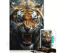 Roaring Tiger Close Up Jigsaw Puzzles 1000 Piece for Adults Smart Reason Toy Casual Fun Smooth Edge Wall Art Decor (50x75cm)