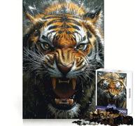 Roaring Tiger Close Up Jigsaw Puzzles 1000 Piece for Adults Smart Reason Toy Casual Fun Smooth Edge Wall Art Decor (50x75cm)
