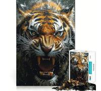 Roaring Tiger Close Up Jigsaw Puzzles 1000 Piece for Adults Smart Reason Toy Casual Fun Smooth Edge Wall Art Decor (38x52cm)