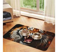 Roaring Tiger Dog Food Mats for Floors, 12x18 Inch Non-Slip Super Absorbent Pet Food Mat, Dishwasher Dog Mat for Food and Water, Cute Rubber Quick Dry Pet Feeding Mat for Dogs Puppy Cats
