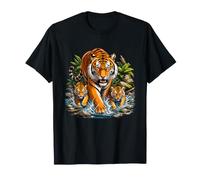 Roaring Tiger Family River Jungle Wildlife T-Shirt