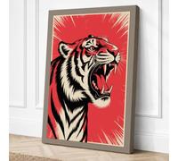 Roaring Tiger Graphic Canvas Wall Art Print 18x12 Inch (46 x 30 cm)