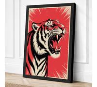 Roaring Tiger Graphic Canvas Wall Art Print 18x12 Inch (46 x 30 cm)